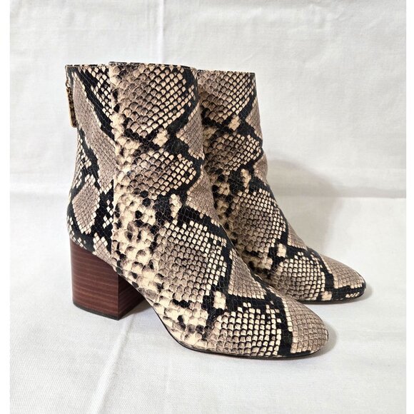 J. Crew Sadie Snake Embossed Leather Boots - size 7 - Picture 1 of 15